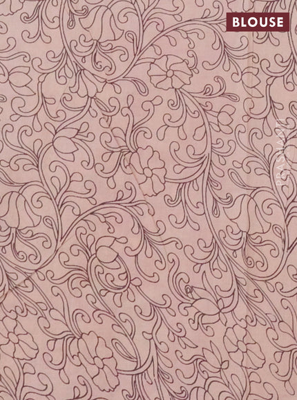 Kalamkari cotton saree maroon and beige with allover prints and printed border