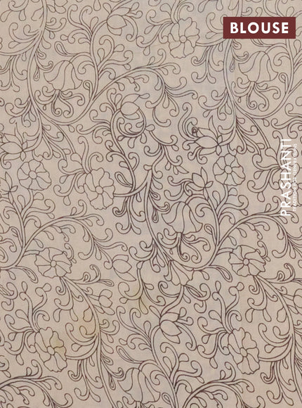 Kalamkari cotton saree black and beige with allover prints and printed border