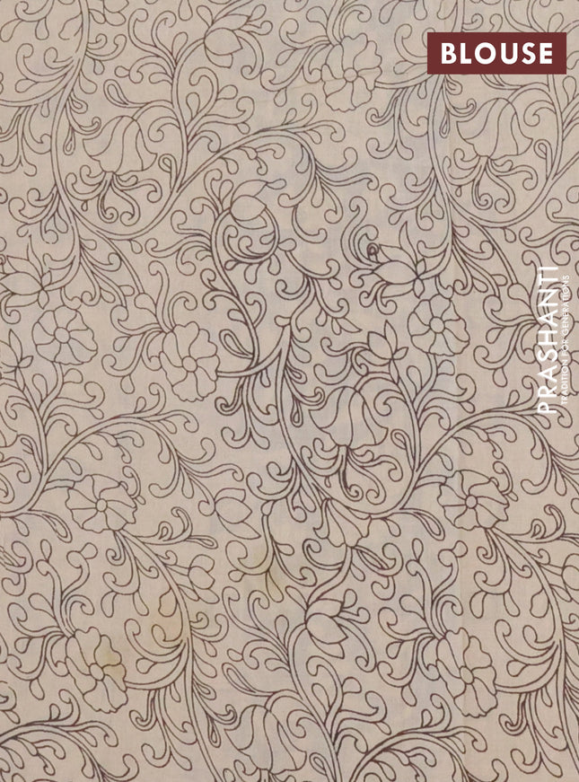 Kalamkari cotton saree black and beige with allover prints and printed border