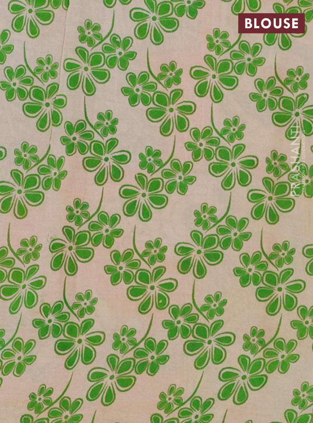 Kalamkari cotton saree orange and light green with allover butta prints and printed border