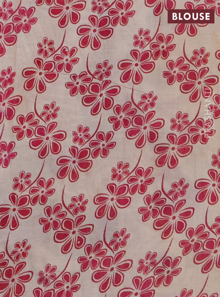 Kalamkari cotton saree black and dark pink with allover butta prints and printed border