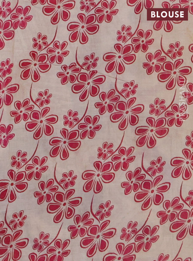 Kalamkari cotton saree black and dark pink with allover butta prints and printed border