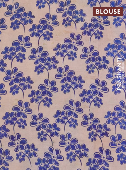 Kalamkari cotton saree blue and maroon with allover prints and printed border