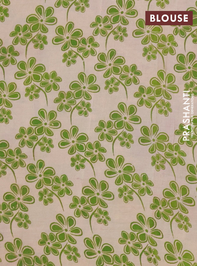 Kalamkari cotton saree mango yellow and sap green with allover prints and printed border