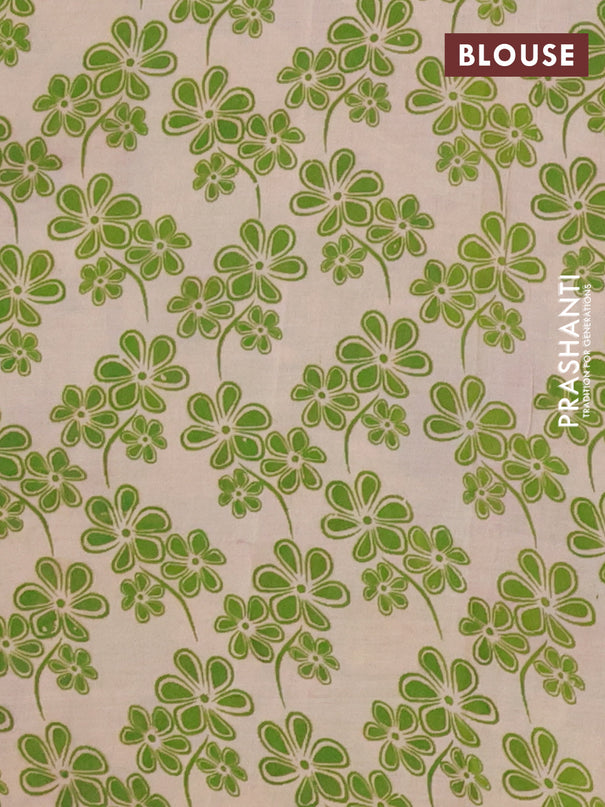 Kalamkari cotton saree mango yellow and sap green with allover prints and printed border