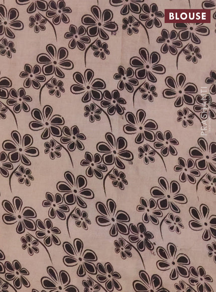 Kalamkari cotton saree beige and grey with allover prints and printed border