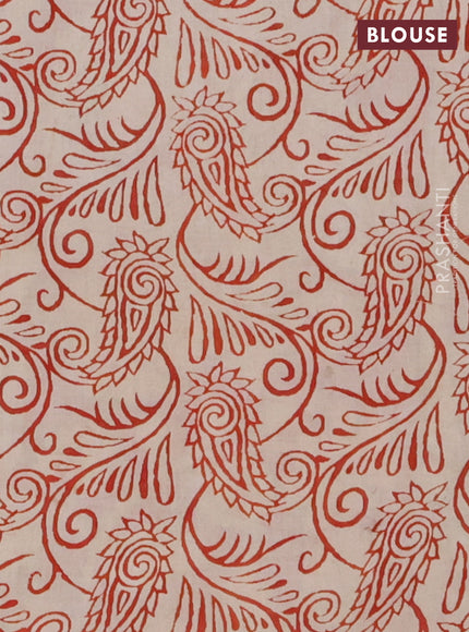 Kalamkari cotton saree black and beige with allover prints and printed border