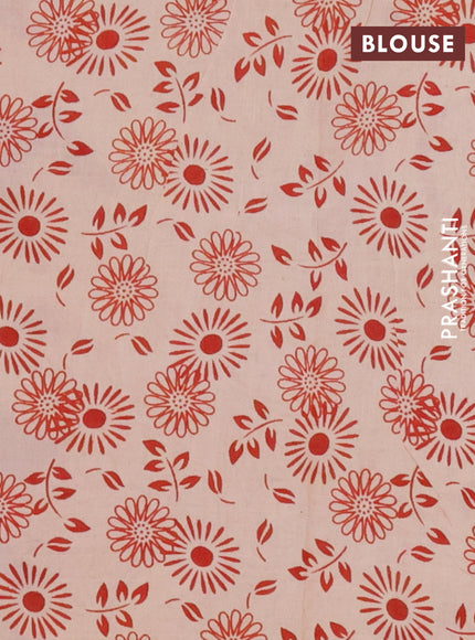 Kalamkari cotton saree red and beige with allover prints and printed border