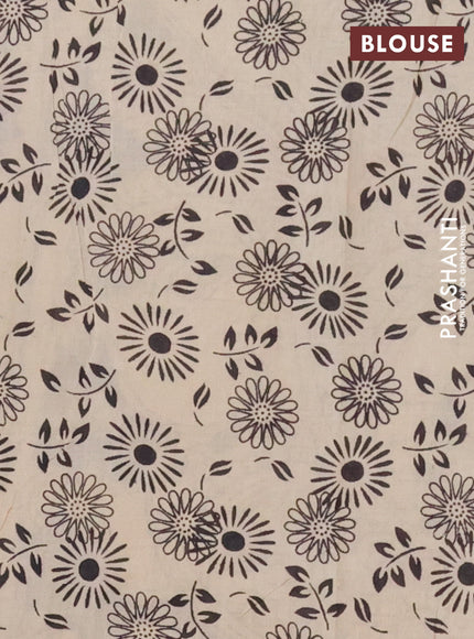 Kalamkari cotton saree black and beige with allover prints and printed border