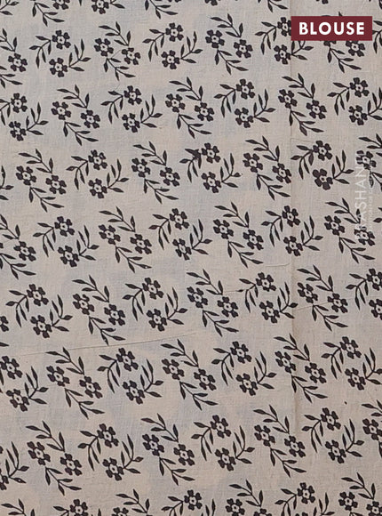 Kalamkari cotton saree blue and beige with allover prints and printed border