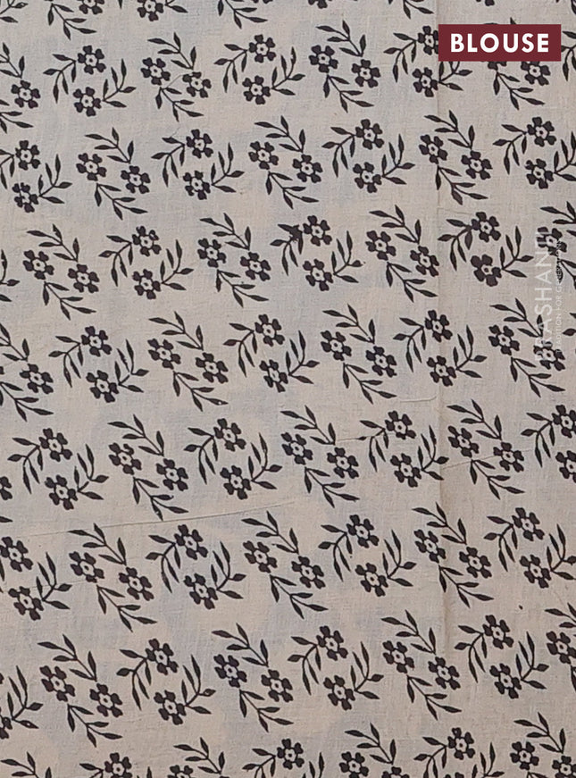 Kalamkari cotton saree blue and beige with allover prints and printed border