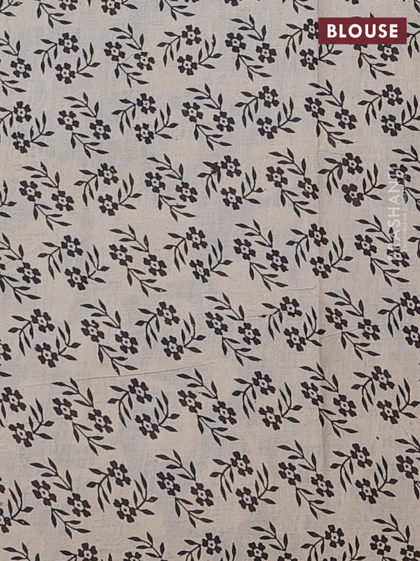 Kalamkari cotton saree blue and beige with allover prints and printed border