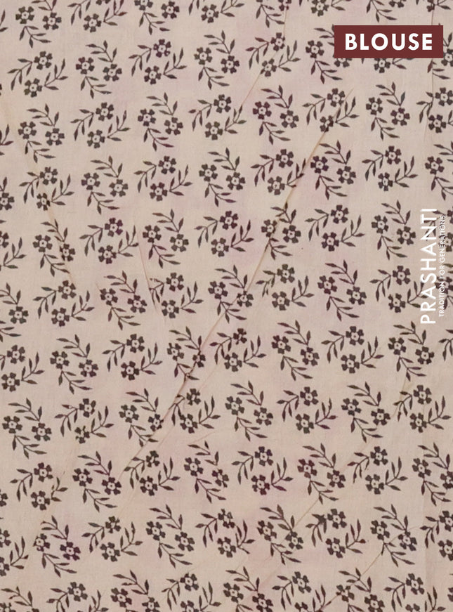 Kalamkari cotton saree magenta pink and beige with allover prints and printed border