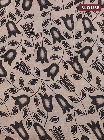 Kalamkari cotton saree beige and maroon with allover paisley butta prints and printed border