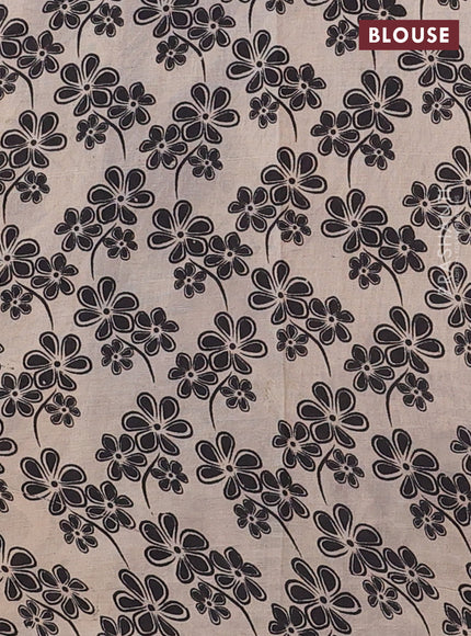 Kalamkari cotton saree beige and grey with allover paisley butta prints and printed border