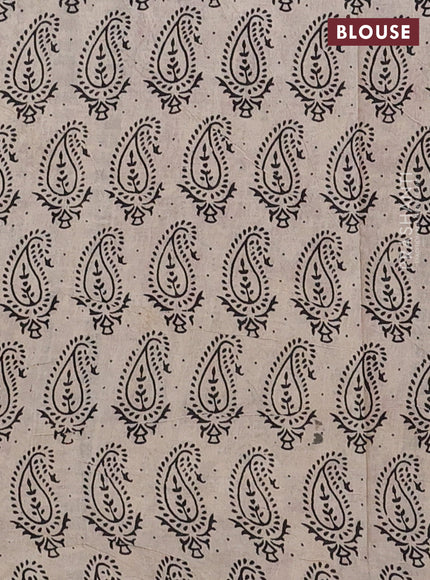 Kalamkari cotton saree beige magenta pink and black with allover butta prints and printed border