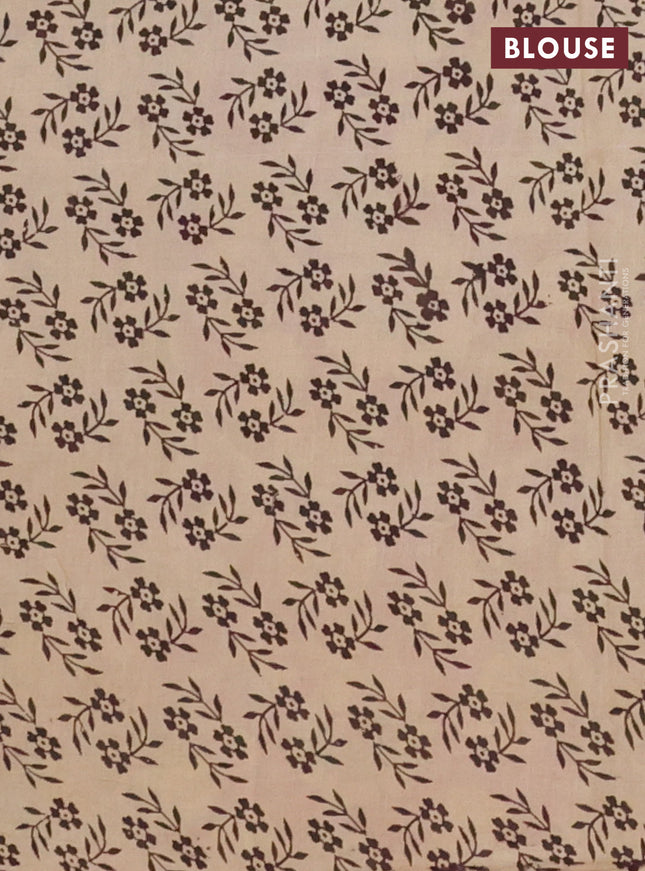 Kalamkari cotton saree pink and dark mustard with allover prints and printed border