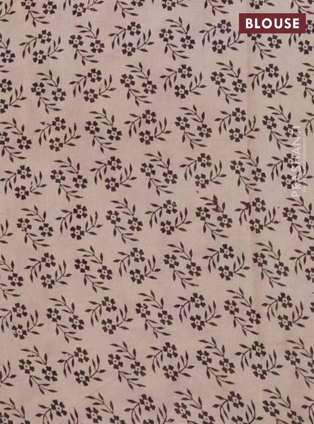 Kalamkari cotton saree blue and maroon with allover prints and printed border