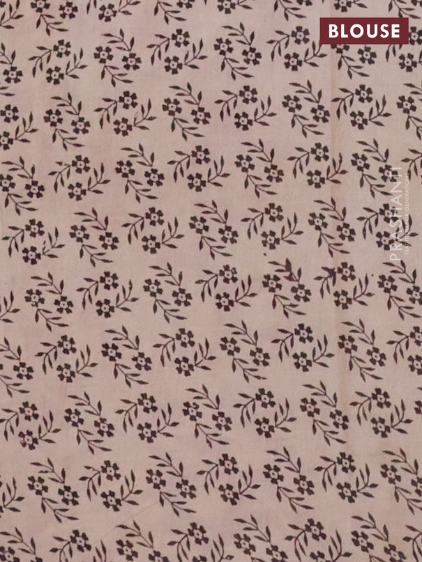 Kalamkari cotton saree blue and maroon with allover prints and printed border