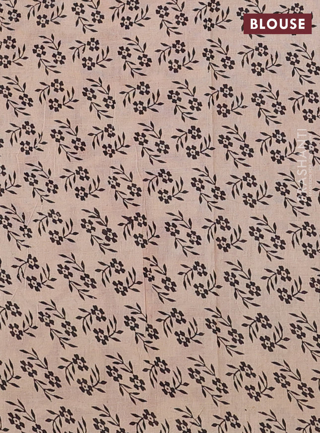 Kalamkari cotton saree yellow and maroon with allover prints and printed border