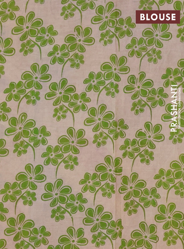 Kalamkari cotton saree blue and magenta pink with allover prints and printed border