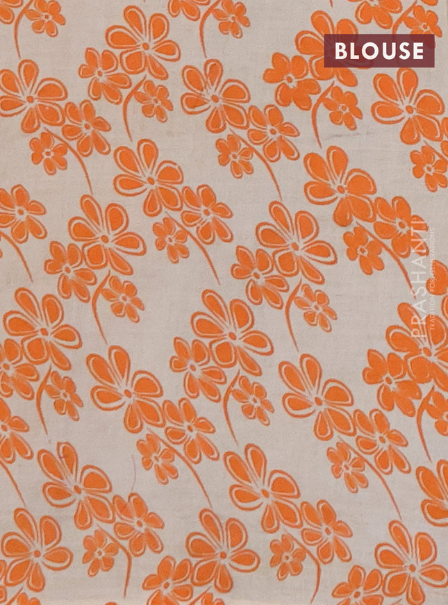 Kalamkari cotton saree green and blue with allover prints and printed border