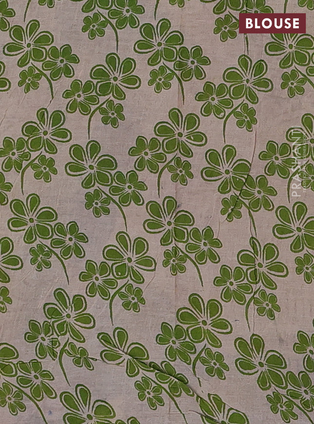 Kalamkari cotton saree blue and magenta pink with allover prints and printed border