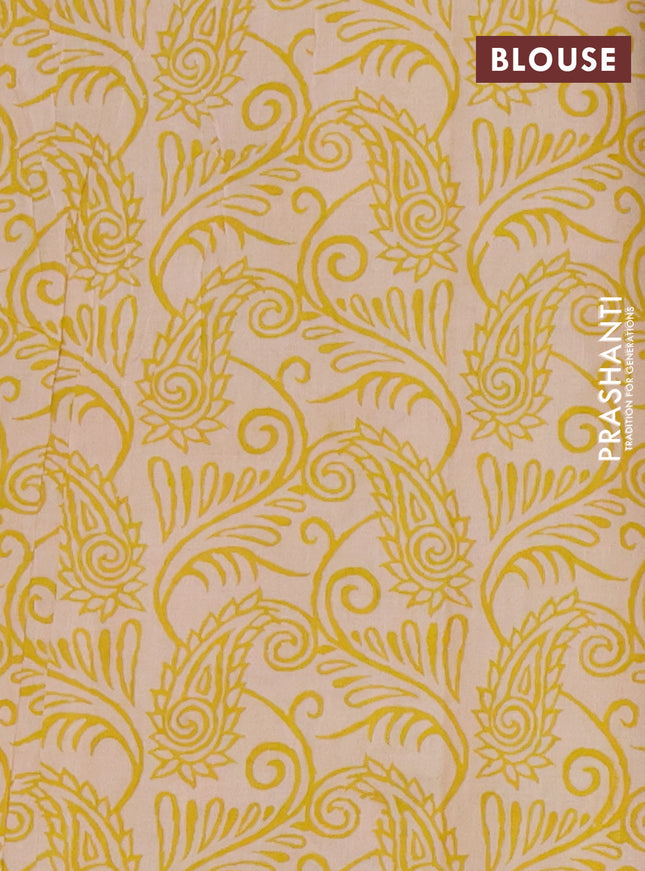 Kalamkari cotton saree red and beige with allover prints and printed border