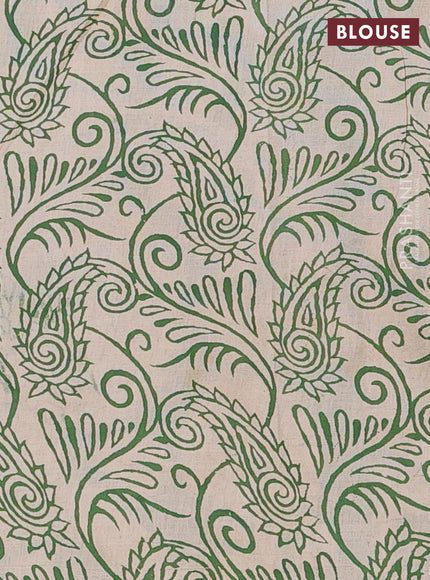 Kalamkari cotton saree orange and green with allover prints and printed border