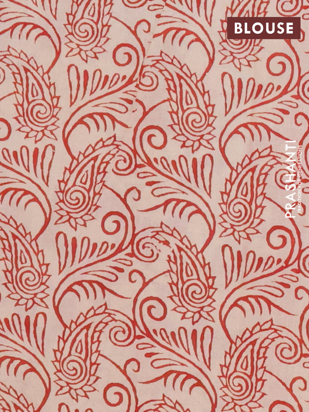 Kalamkari cotton saree black and beige with allover prints and printed border