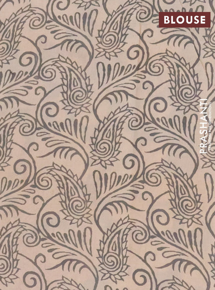 Kalamkari cotton saree mehendi green and grey with allover prints and printed border