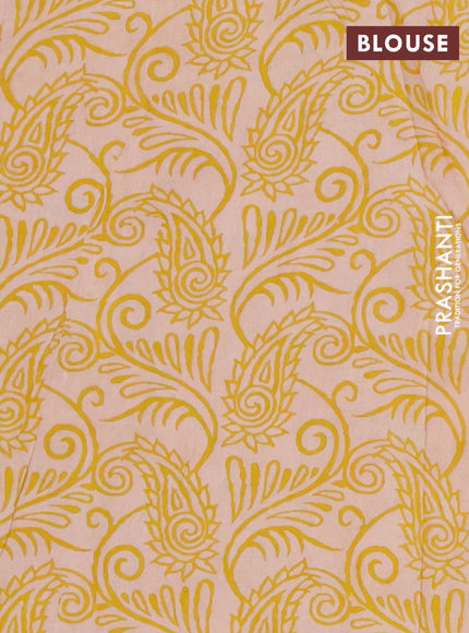 Kalamkari cotton saree maroon and blue with allover prints and printed border