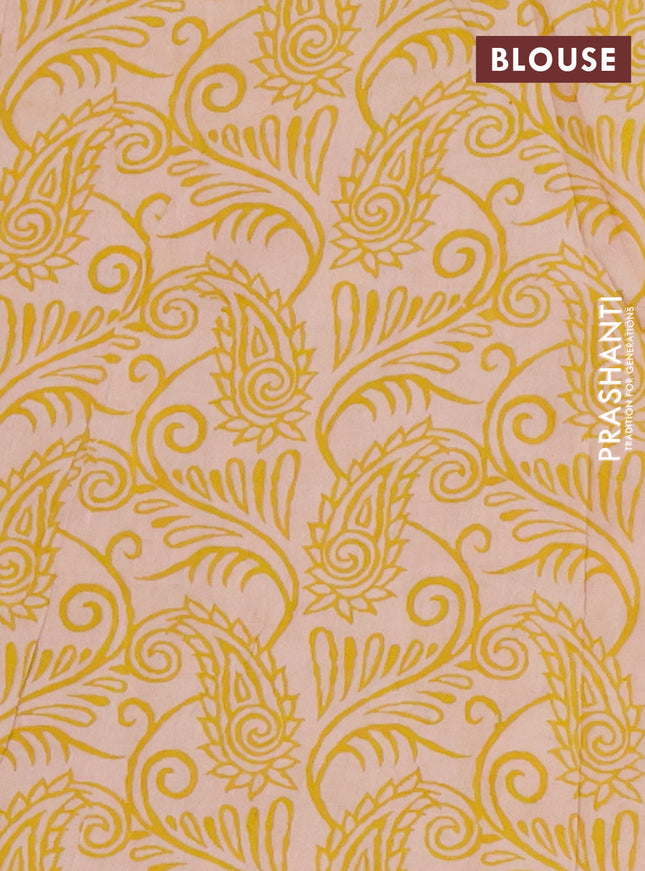 Kalamkari cotton saree maroon and blue with allover prints and printed border