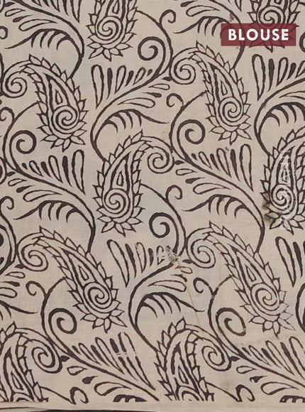 Kalamkari cotton saree black and beige with allover prints and printed border