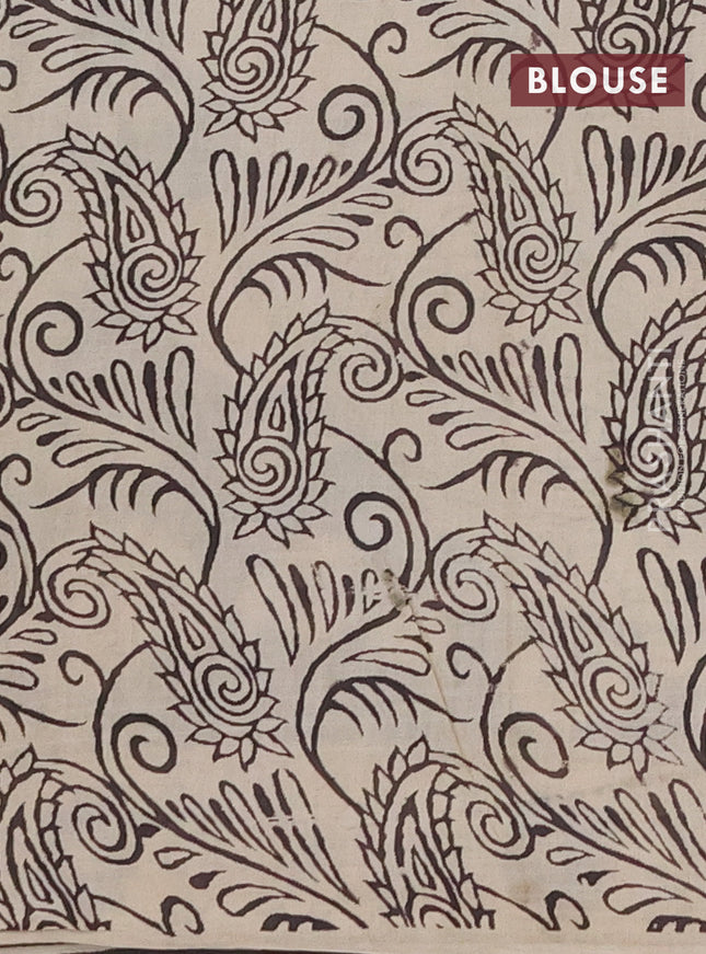 Kalamkari cotton saree black and beige with allover prints and printed border