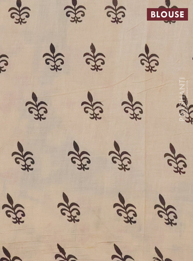 Kalamkari cotton saree blue and mauve pink with allover prints and printed border