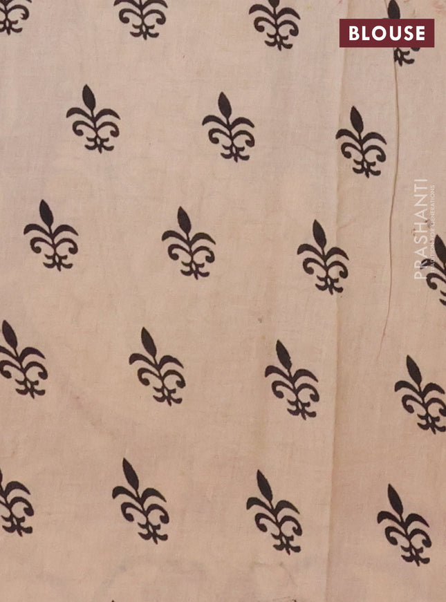 Kalamkari cotton saree maroon and yellow with allover prints and printed border