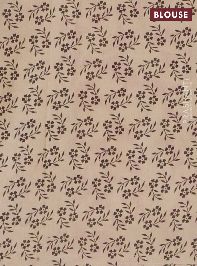 Kalamkari cotton saree blue and maroon with allover prints and printed border