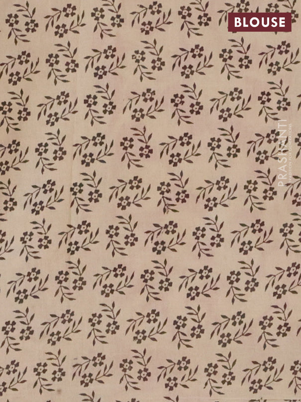 Kalamkari cotton saree blue and maroon with allover prints and printed border