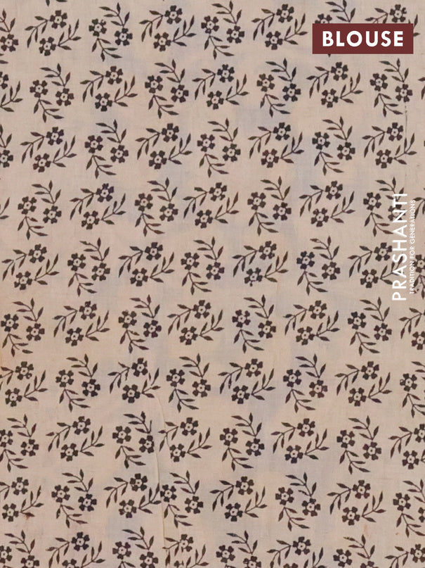 Kalamkari cotton saree maroon and blue with allover prints and printed border