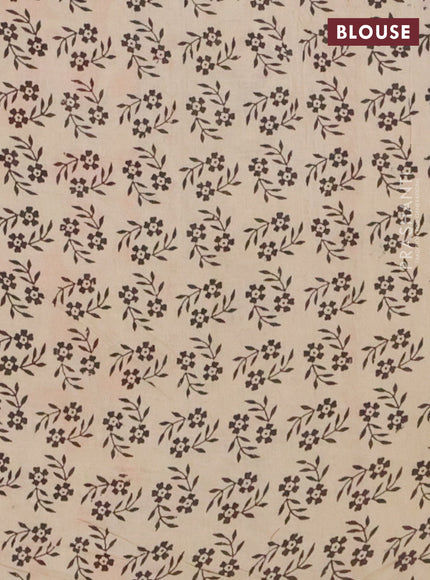 Kalamkari cotton saree blue and orange with allover prints and printed border