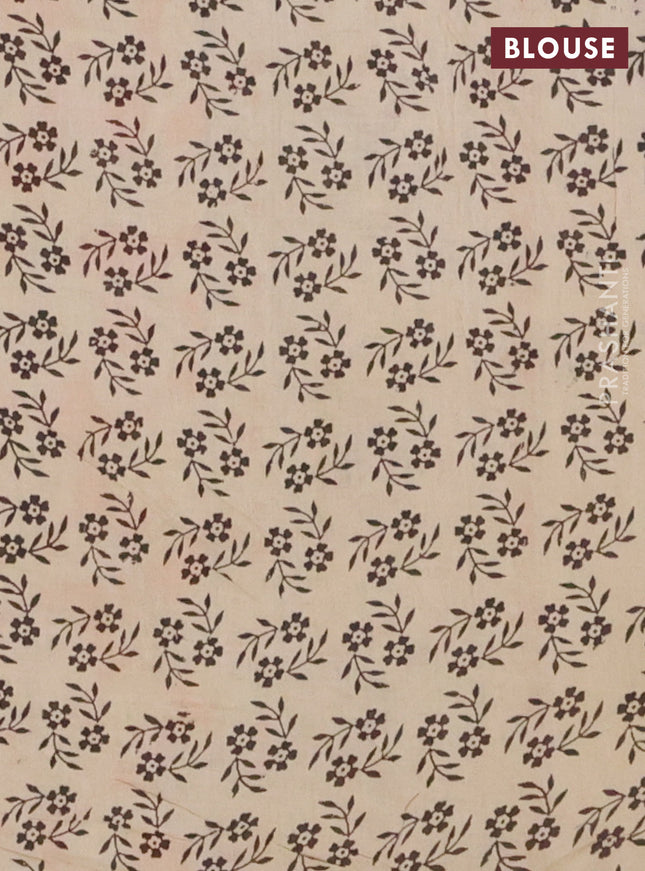 Kalamkari cotton saree blue and orange with allover prints and printed border