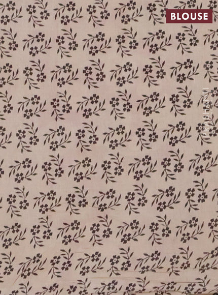 Kalamkari cotton saree black and beige with allover prints and printed border