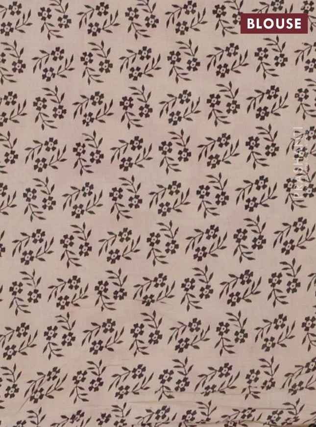 Kalamkari cotton saree black and beige with allover prints and printed border