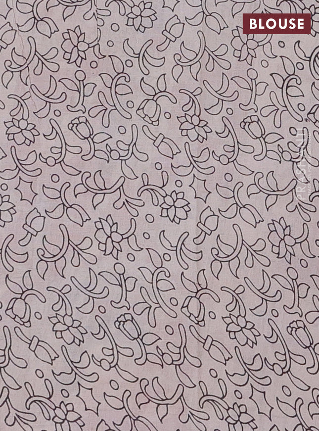 Kalamkari cotton saree black and beige with allover prints and printed border