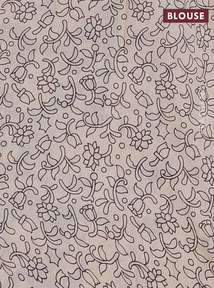 Kalamkari cotton saree beige with allover prints and printed border