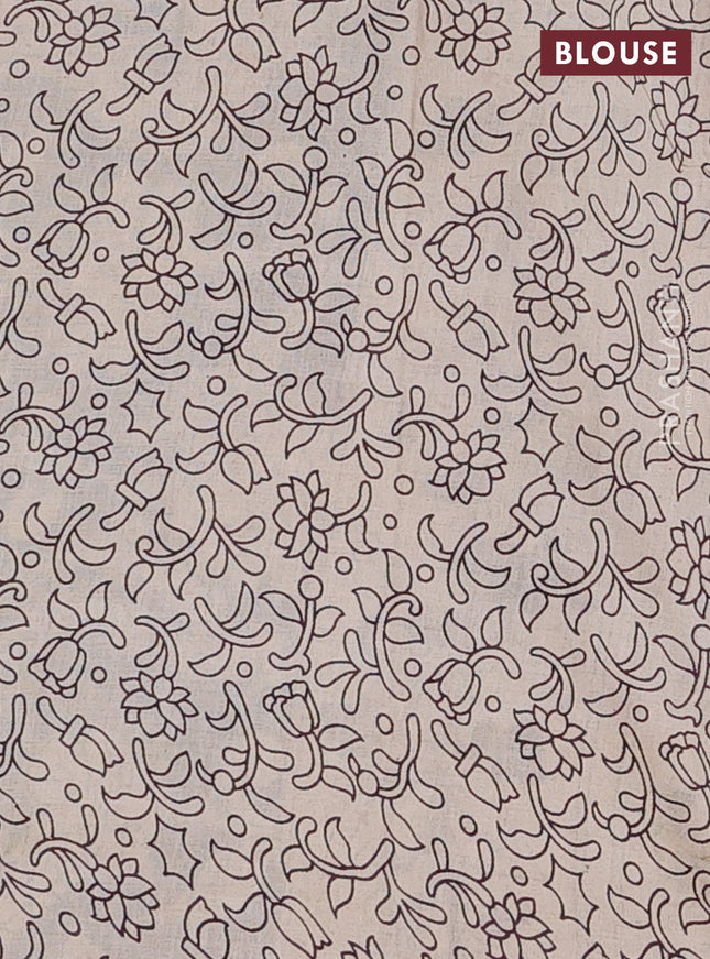 Kalamkari cotton saree beige with allover prints and printed border