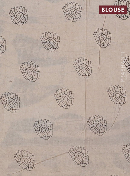 Kalamkari cotton saree black and beige with allover prints and printed border