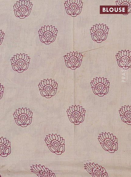 Kalamkari cotton saree green and beige with allover prints and printed border