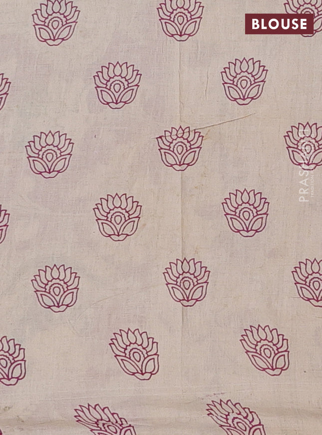 Kalamkari cotton saree green and beige with allover prints and printed border